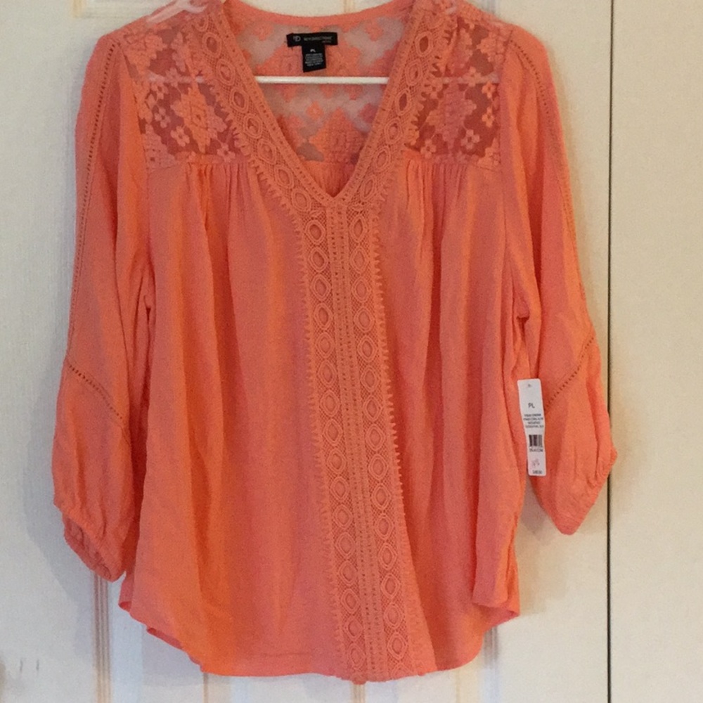 New directions PL tangerine peasant blouse